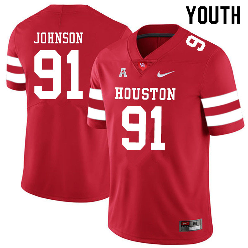 Youth #91 Benil Johnson Houston Cougars College Football Jerseys Sale-Red